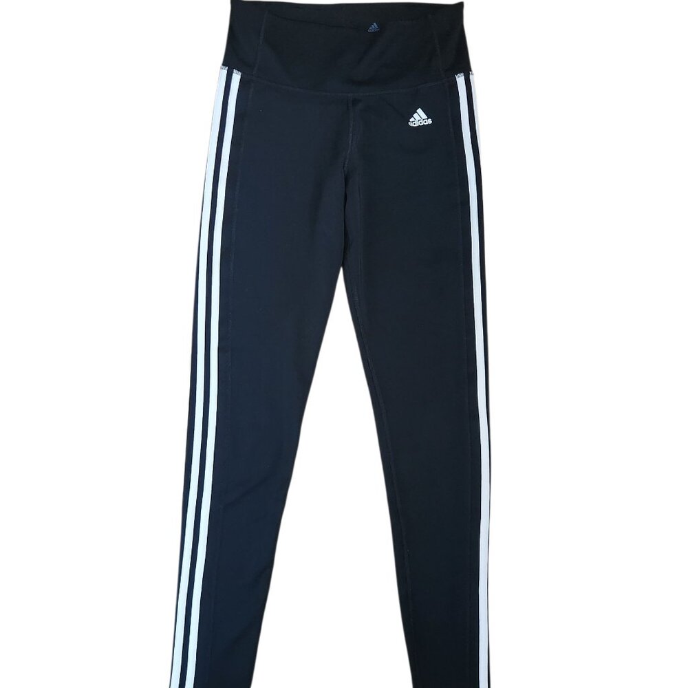 Adidas Women's Black Leggings Size M – Three Stripes – Excellent Condition